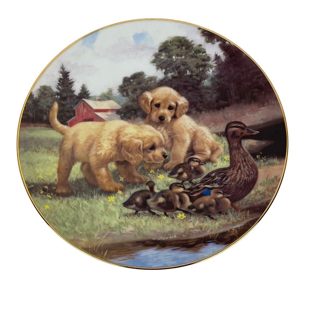 Hamilton Collection Golden Retriever Collector Plate “Follow the Leader” Jim Lam